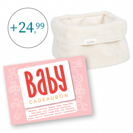 Babycadeaubon roze met commodemandje