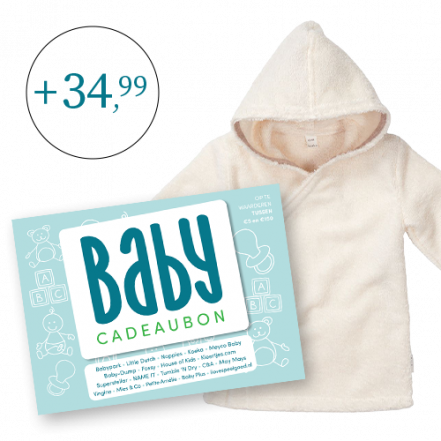 Babycadeaubon blauw met badjas
