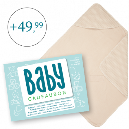 Babycadeaubon blauw met omslagdoek