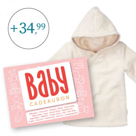 Babycadeaubon roze met badjas