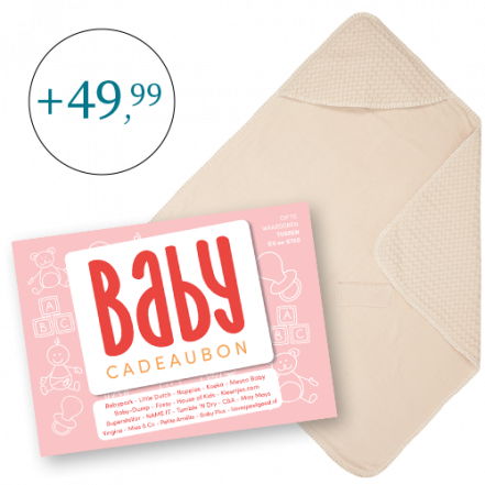 Babycadeaubon roze met omslagdoek